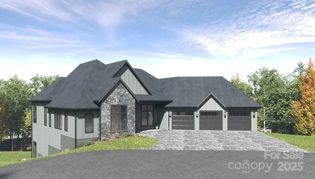 a front view of a house with yard and green space