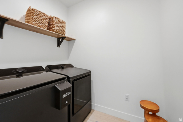 57 McCall Ln. Farmington, UT 84025 - Photo 21 of 36 Dedicated laundry area featuring a wood-finish floating shelf