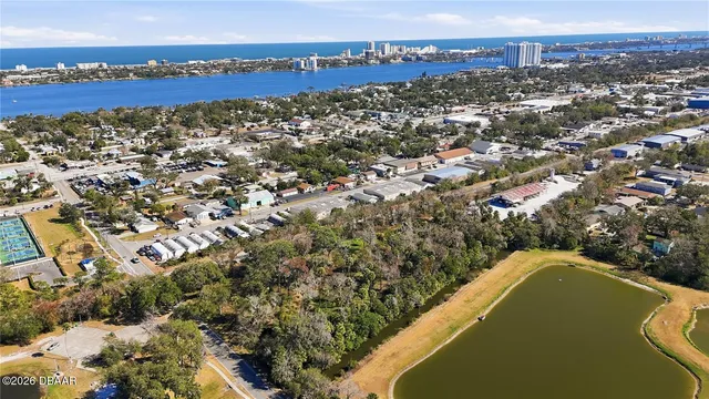 an aerial view of a house