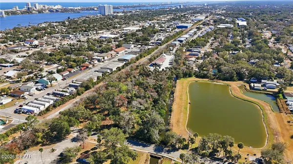 an aerial view of a residential houses