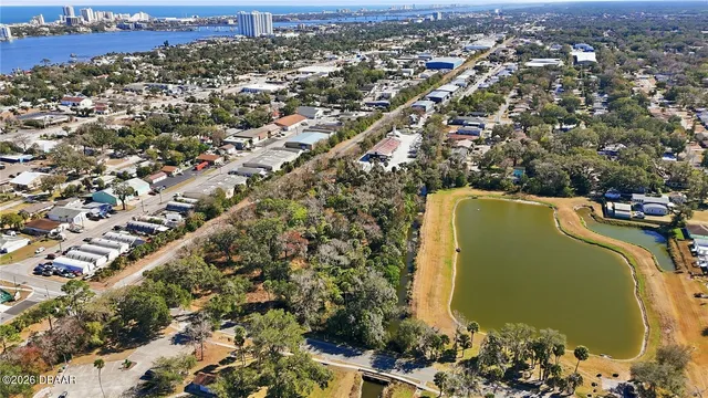 an aerial view of a residential houses