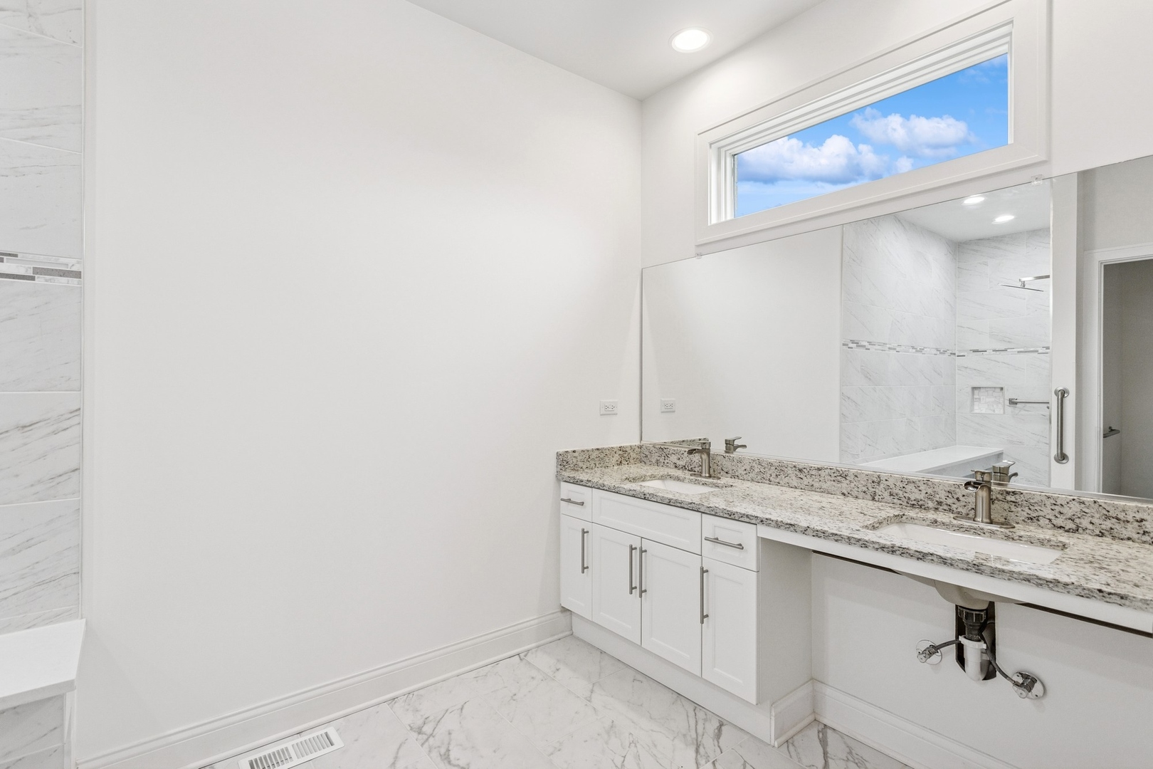 9014 Gloucester Road Woodridge, IL 60517 - Photo 11 of 30 a bathroom with a granite countertop sink and a mirror