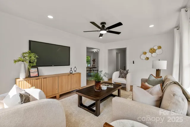 a living room with furniture and a flat screen tv