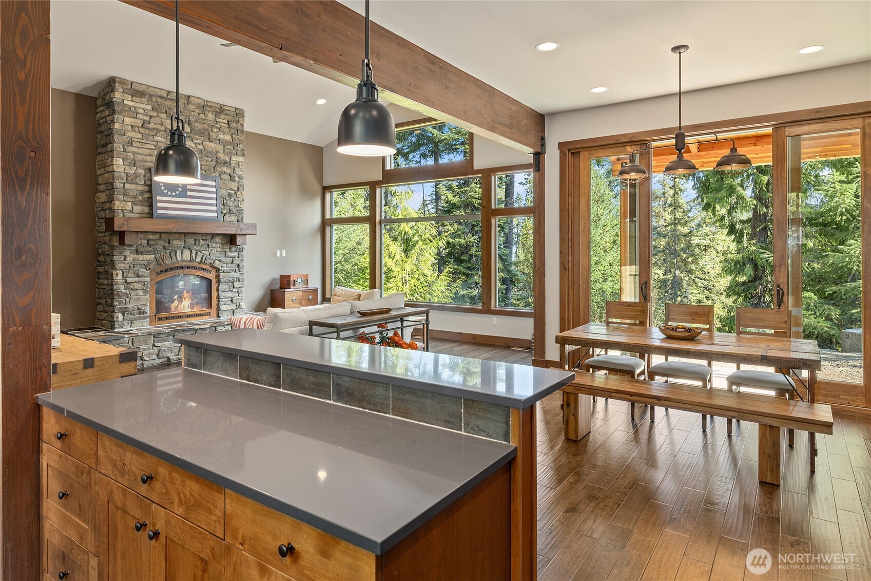 632 Trailside Drive Cle Elum, WA 98922 - Photo 13 of 39 a kitchen with kitchen island a large window in it