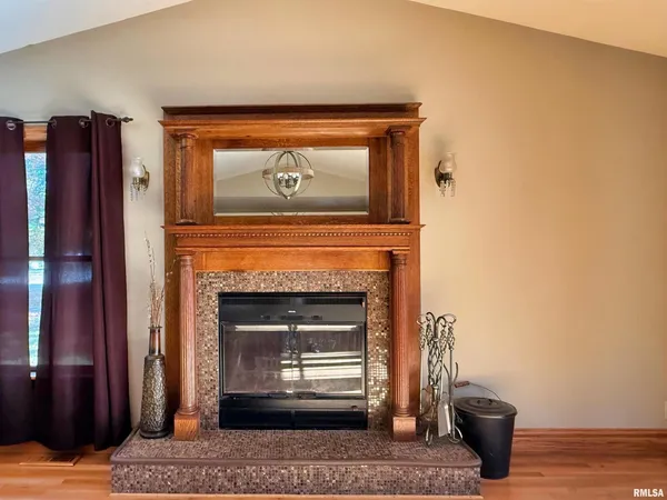 a door with a fireplace