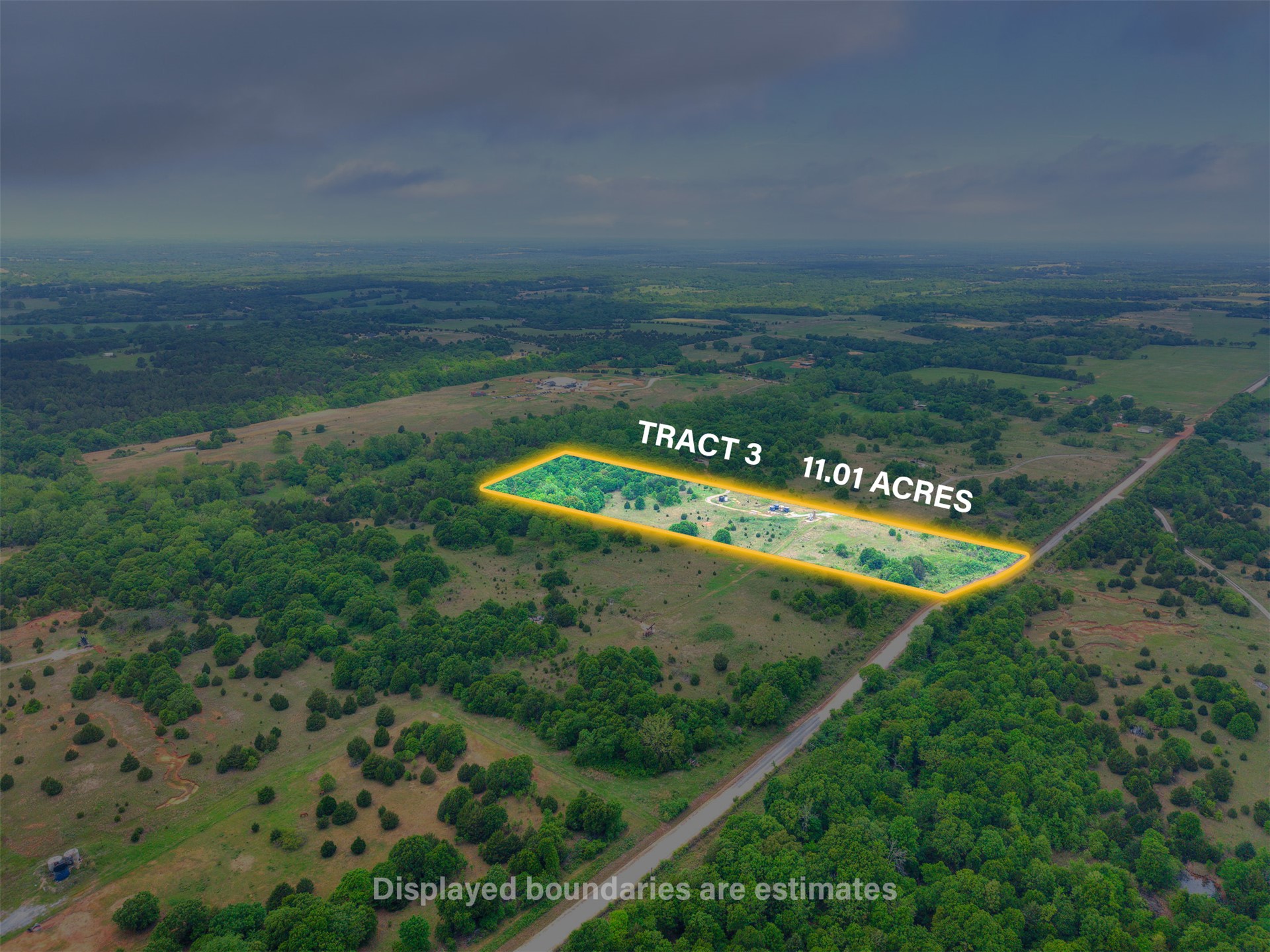 3 Patterson Road Wanette, OK 74878 - Photo 1 of 8 Expansive 11.01-acre tract featuring diverse terrain with both cleared and wooded areas