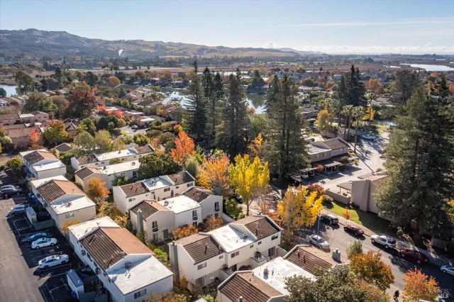 an aerial view of a city with lots of residential buildings