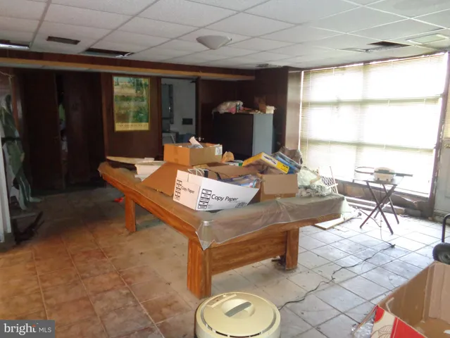 a living room with furniture and lamp