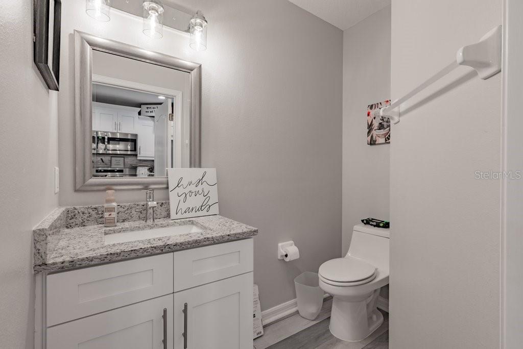 15856 Fishhawk View Drive Lithia, FL 33547 - Photo 16 of 31 a bathroom with a granite countertop toilet sink and mirror