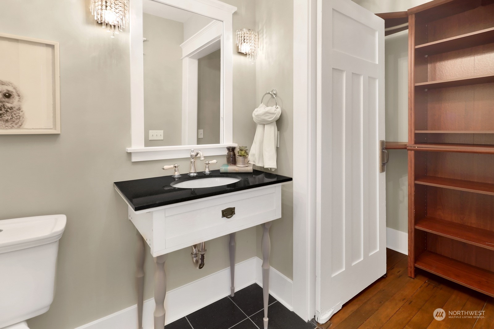 2120 12th Street Anacortes, WA 98221 - Photo 25 of 40 a bathroom with a sink and a mirror