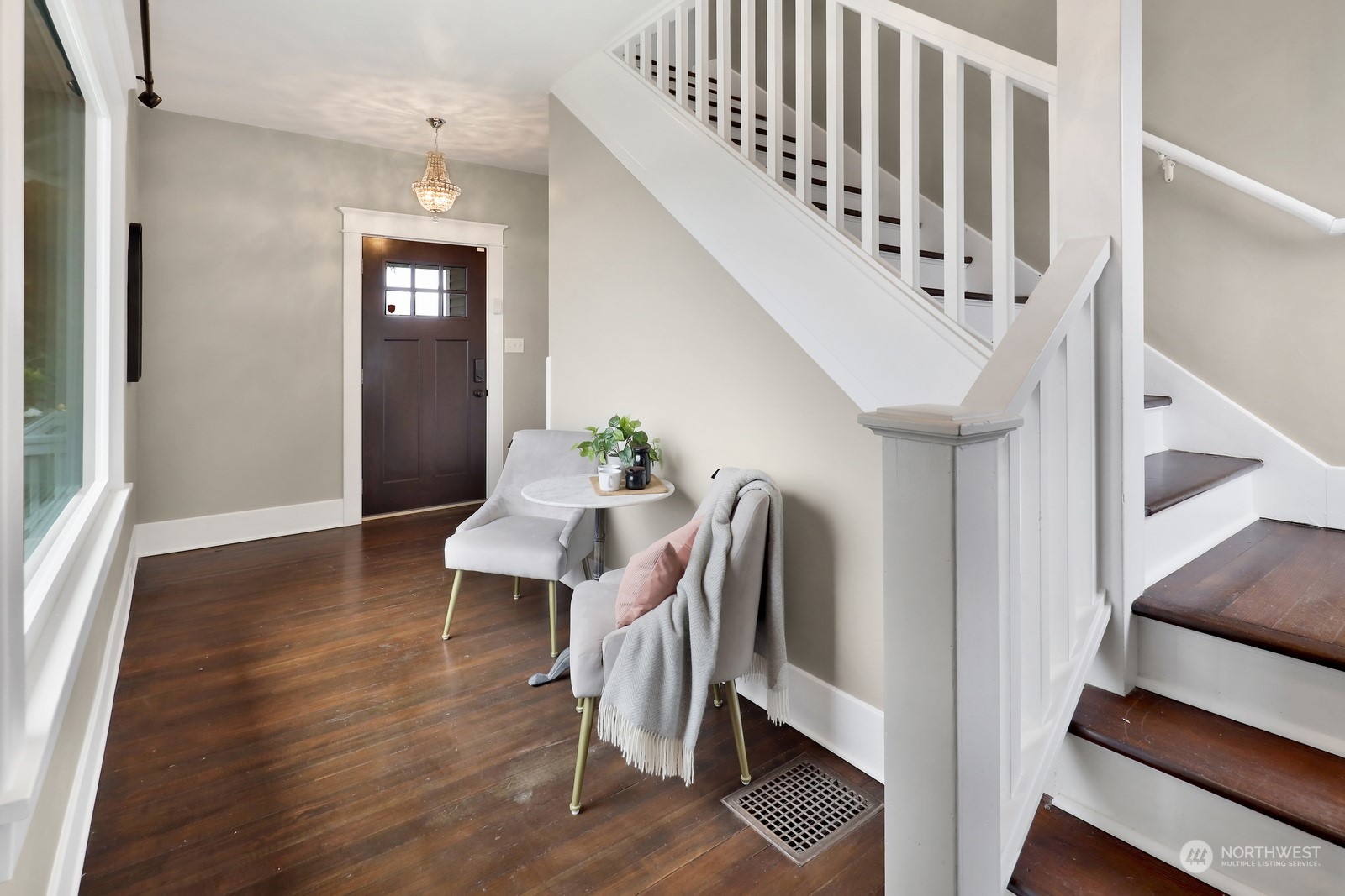 2120 12th Street Anacortes, WA 98221 - Photo 27 of 40 a view of entryway with wooden floor and stairs