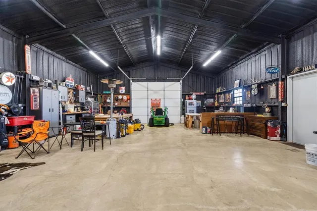 a table and chairs in a room