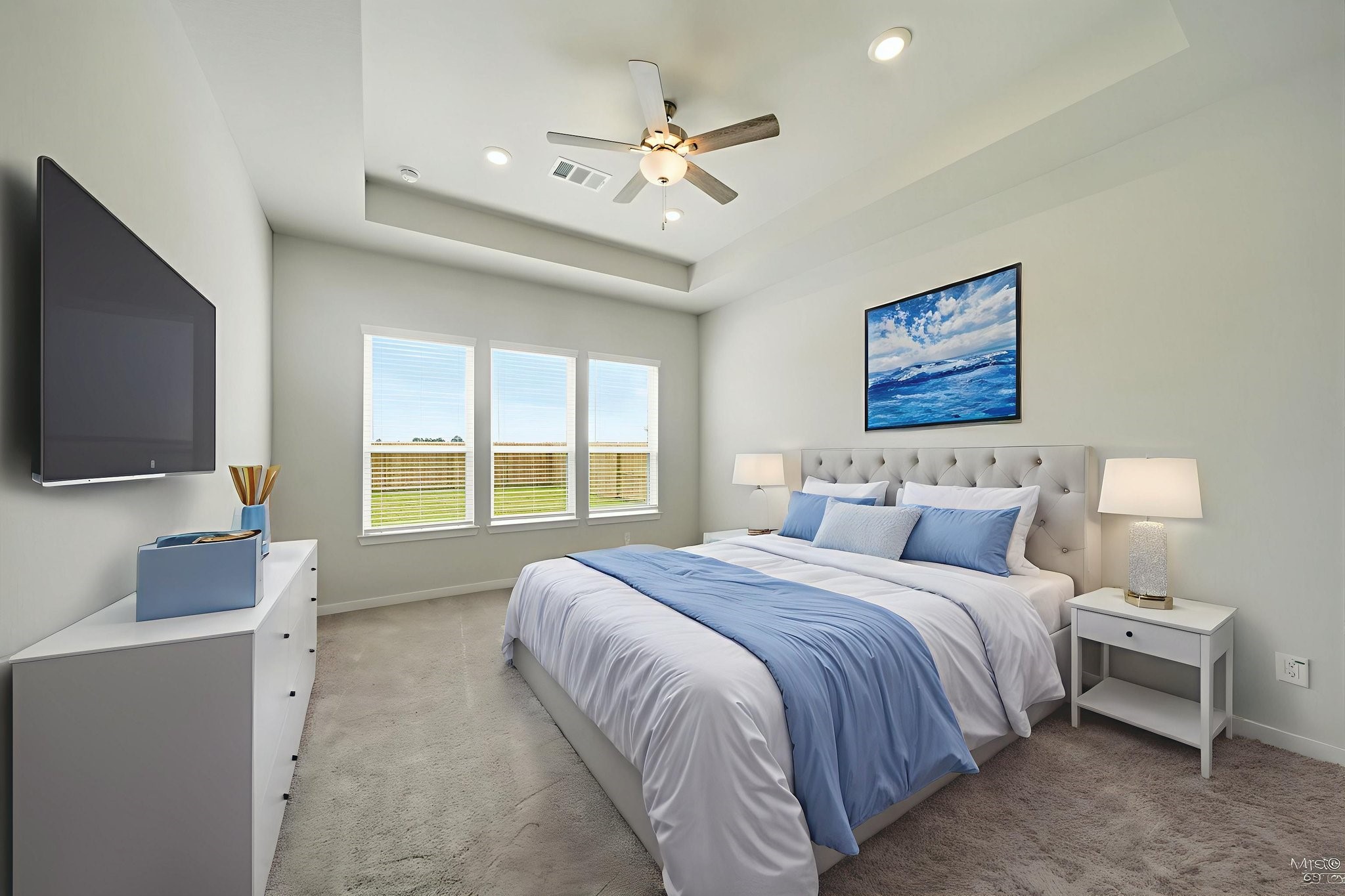 1593 Elm Place Angleton, TX 77515 - Photo 18 of 31 a spacious bedroom with a bed and a flat screen tv