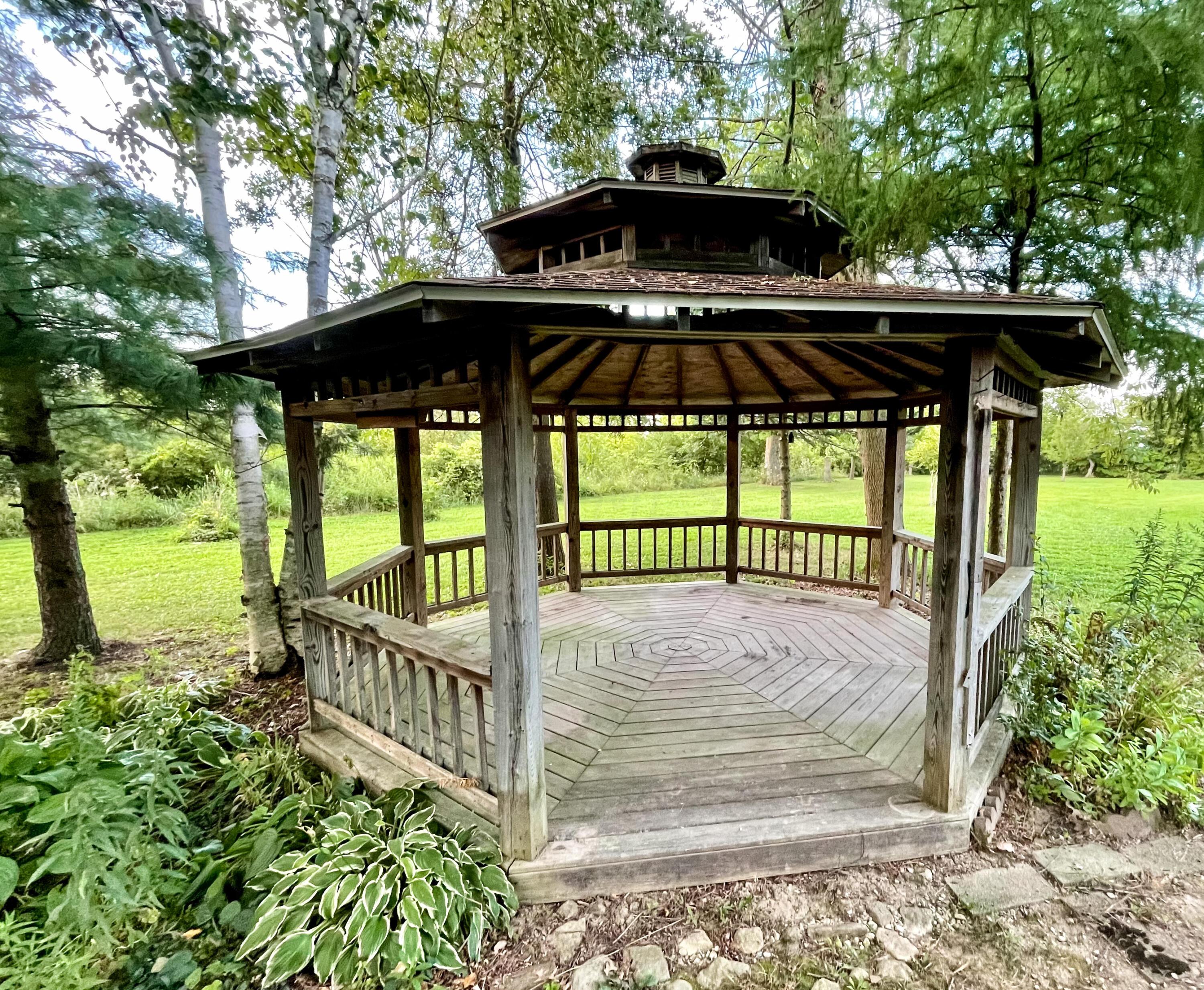 10671 Co Road East Liberty, OH 43319 - Photo 17 of 37 All wood gazebo under shady birch trees