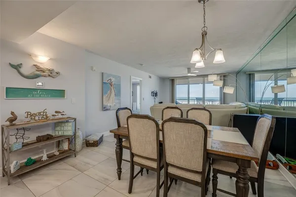 a view of a dining area with furniture