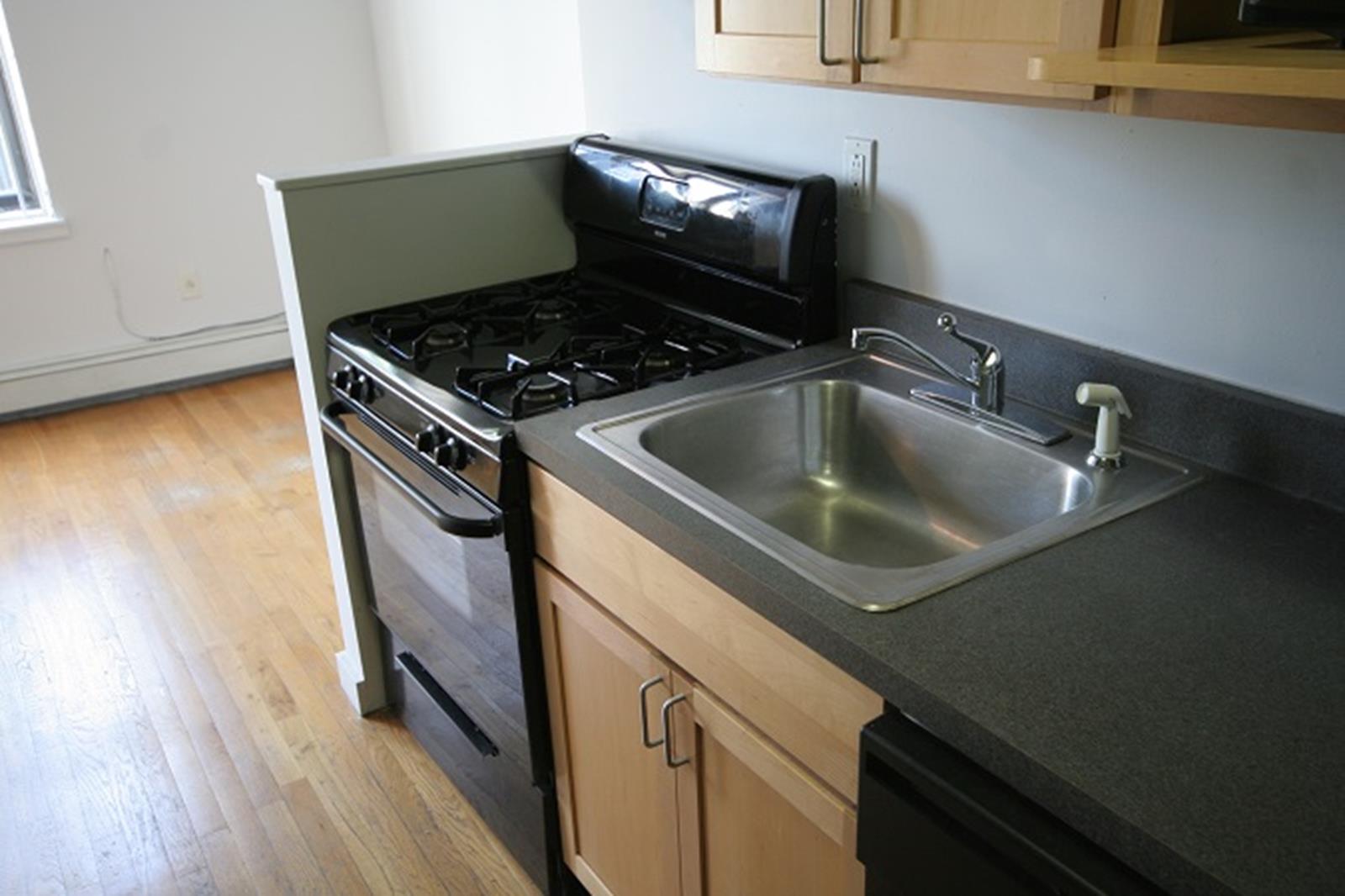 47-45 Vernon Boulevard, Unit 3C Queens, NY 11101 - Photo 1 of 6 a kitchen with sink and cabinets