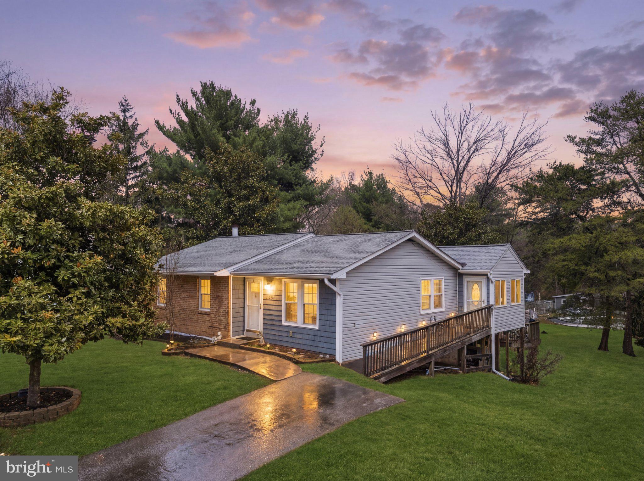 Charming home at twilight's glow.