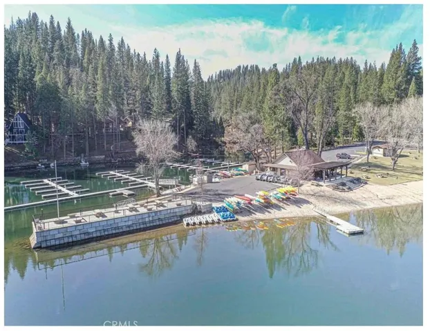a view of a lake with a mountain in the background
