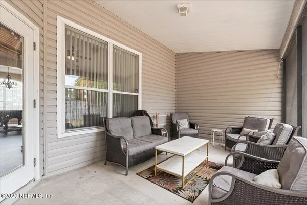 a outdoor space with furniture
