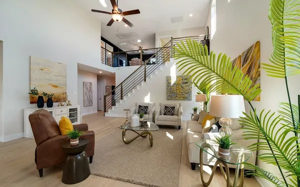 a living room with furniture