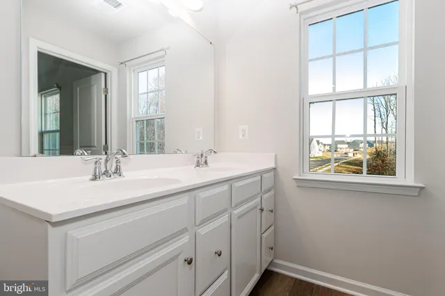 a bathroom with a sink and a window