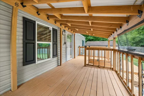 a view of a wooden deck