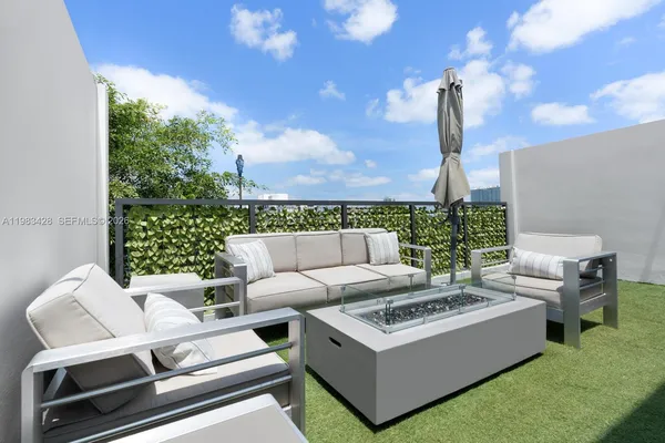 a living room with furniture