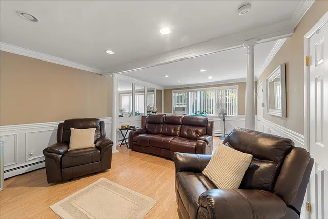 a living room with furniture and a couch