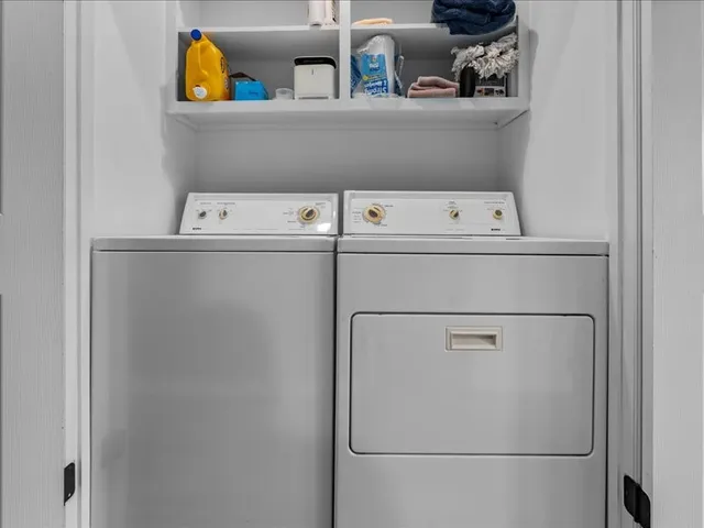 a close up view of washer and dryer