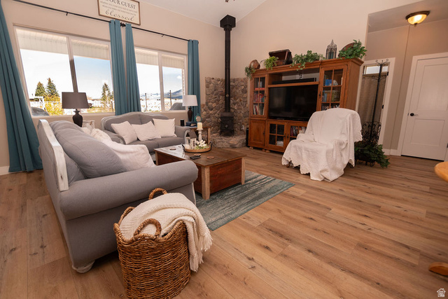 745 East 885 North Beaver, UT 84713 - Photo 11 of 50 Living room with light wood-type flooring and lofted ceiling