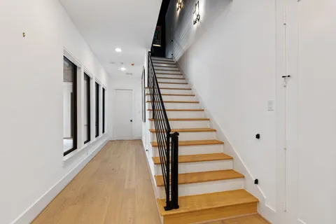 a view of a garden with pathway