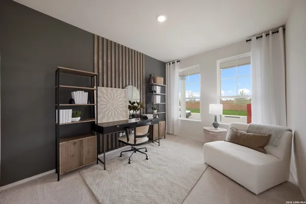 a living room with furniture