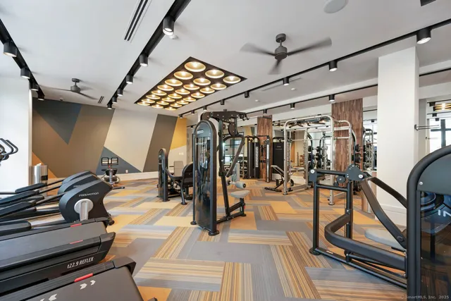 a view of a room with gym equipment