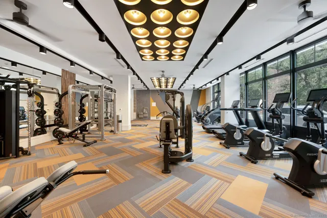 a view of a room with gym equipment