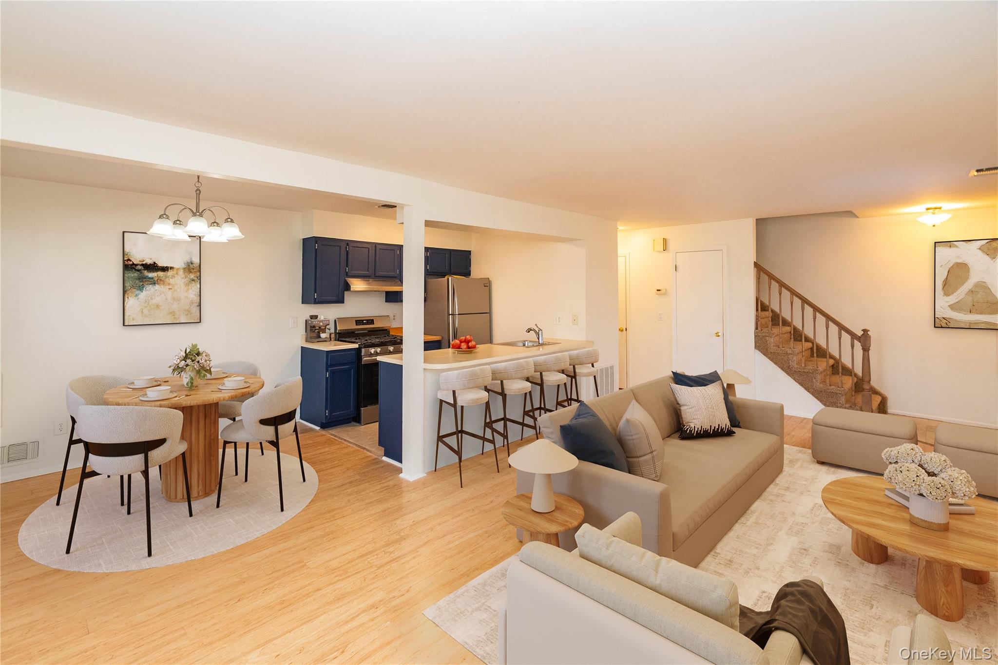 29 The Rise Warwick, NY 10990 - Photo 2 of 34 virtually staged view of living room, dining area and kitchen