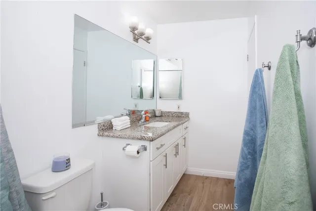 a bathroom with a sink toilet and mirror