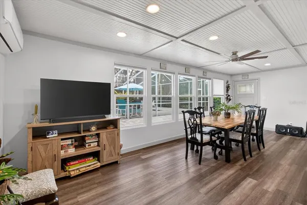 a view of a swimming pool with a patio