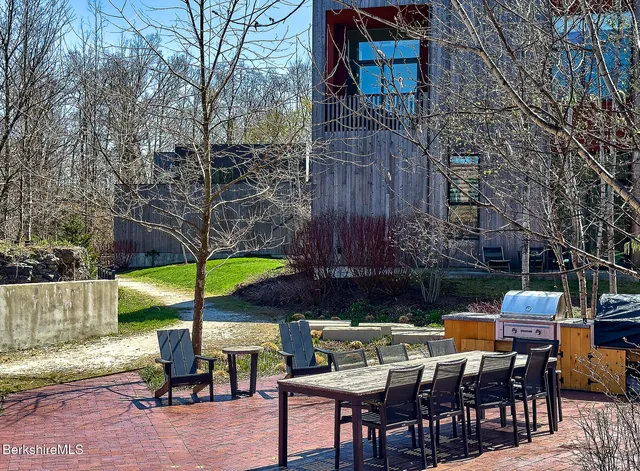 a view of an outdoor space with seating area