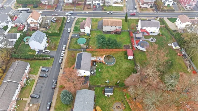 an aerial view of a house