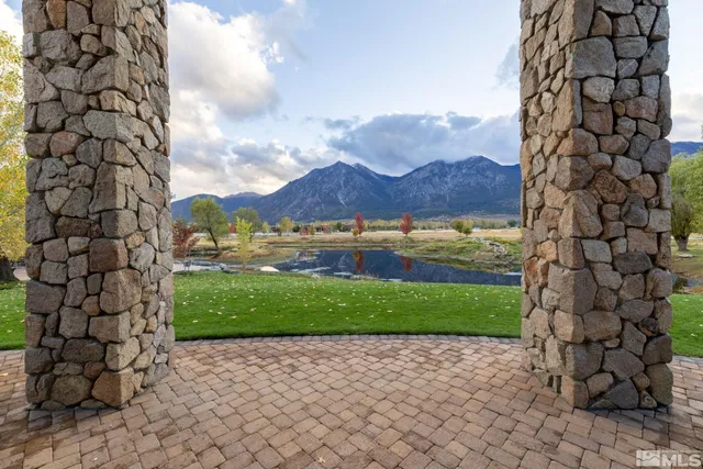 a view of an outdoor space with mountain view