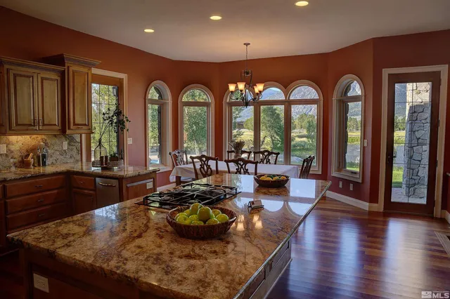 a kitchen with lots of counter top space