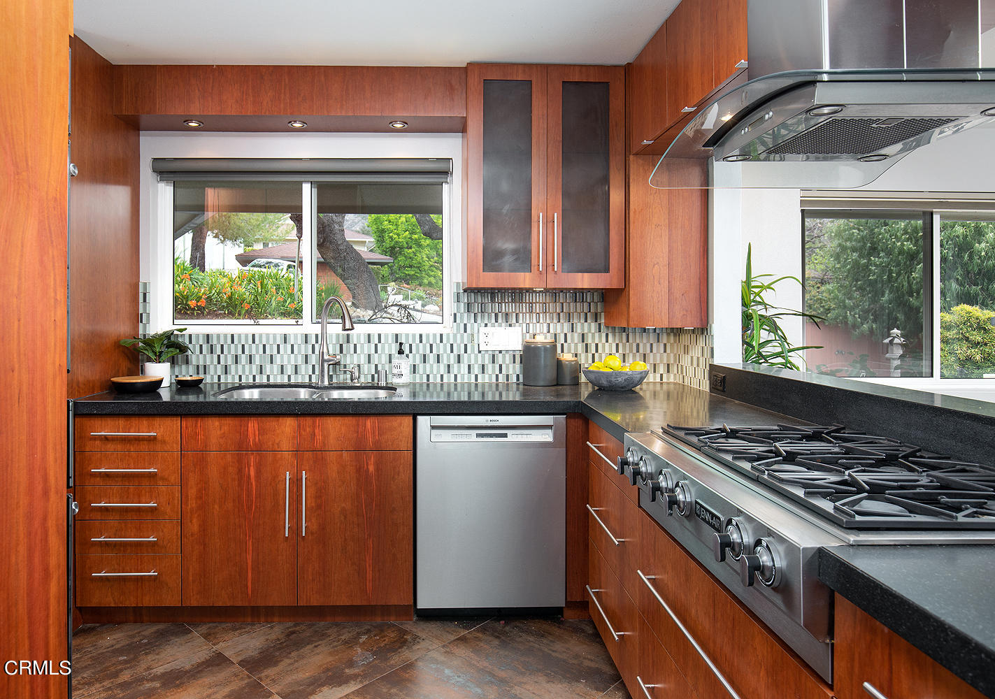 1400 Edgecliff Lane Pasadena, CA 91107 - Photo 18 of 43 a kitchen with stainless steel appliances granite countertop a stove a sink and a microwave