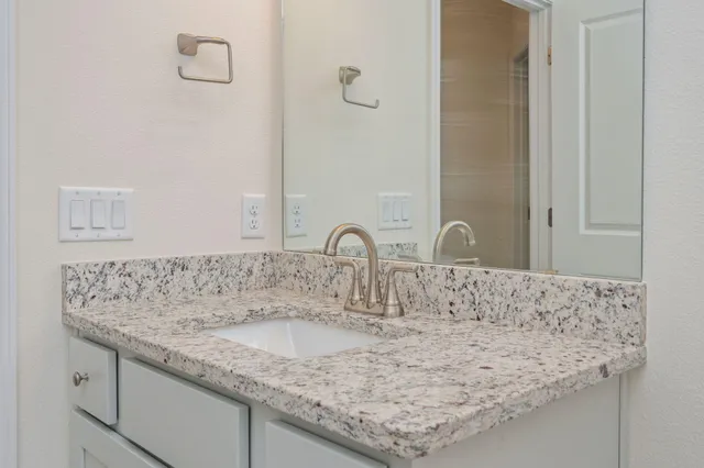 a view of a backyard with large trees