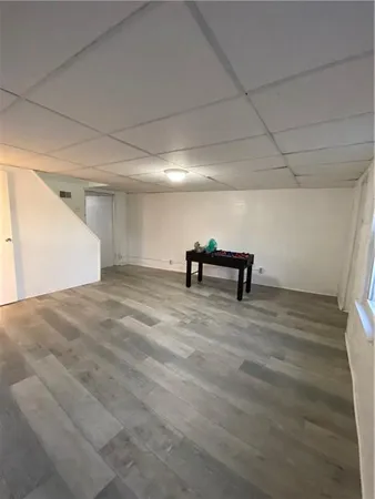 a view of a room with a slide