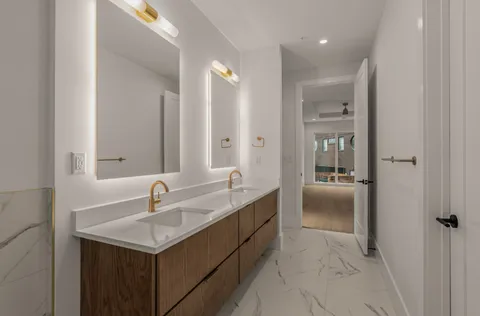 a bathroom with a bathtub