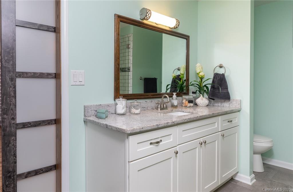 345 Whiteside Road Clover, SC 29710 - Photo 29 of 46 a bathroom with a granite countertop sink and a mirror