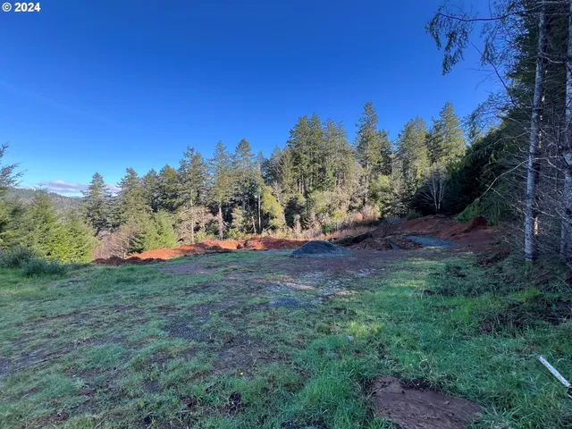 a view of a street with a yard