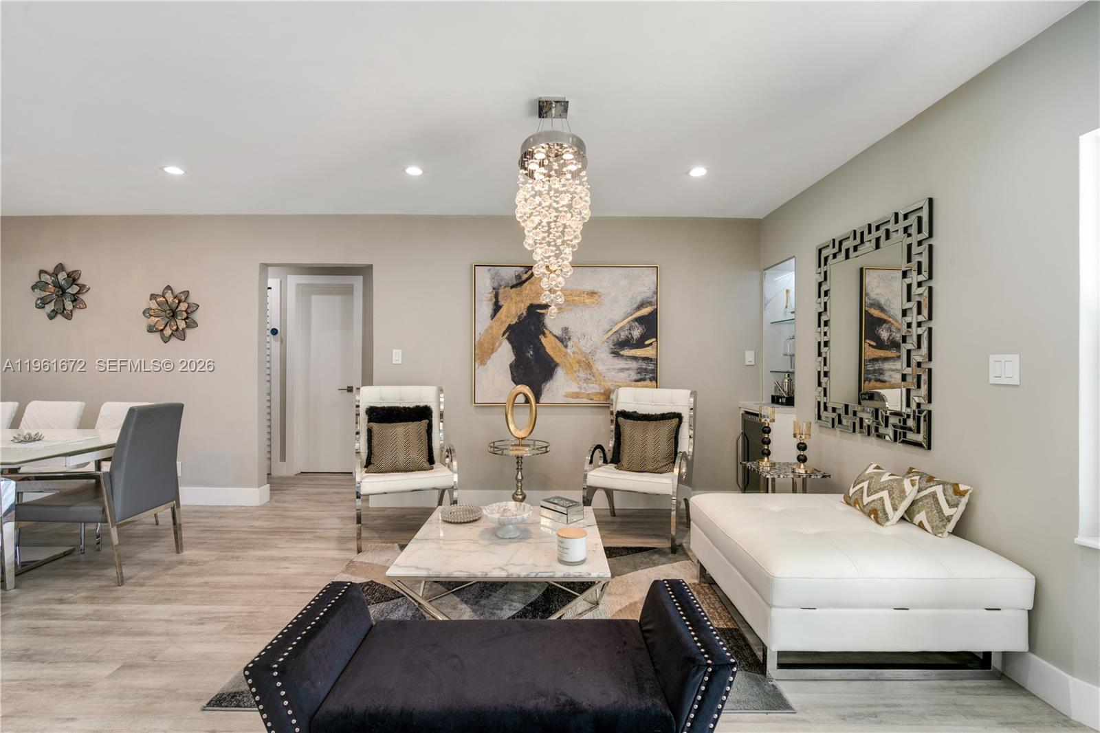 a living room with furniture