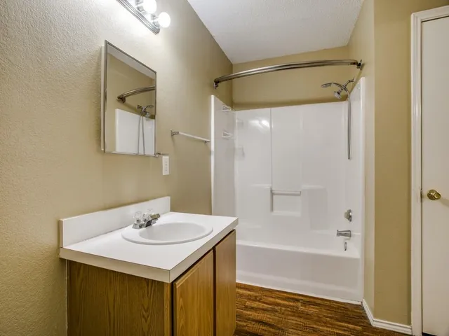 a bathroom with a sink and a bathtub