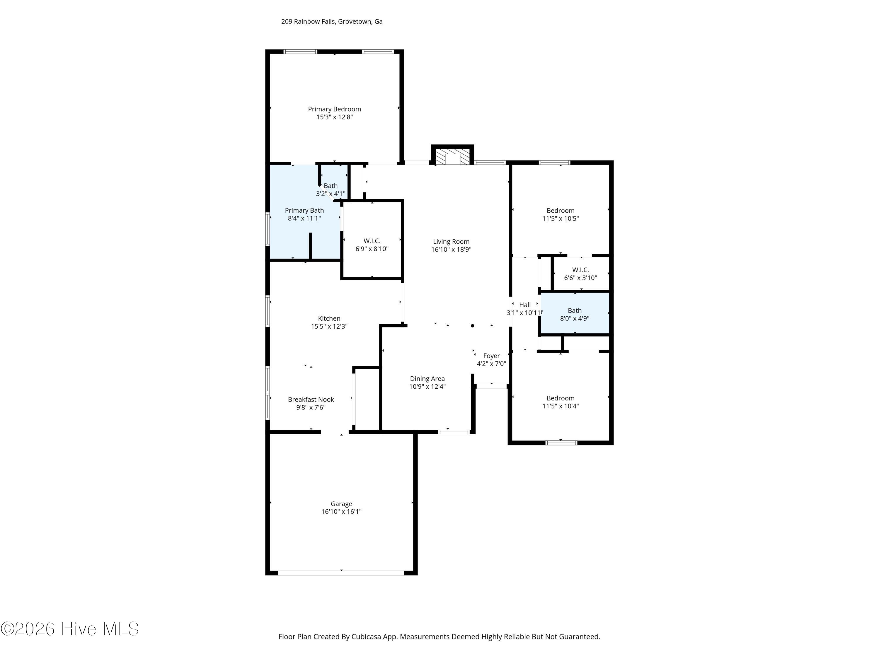 209 Rainbow Falls Grovetown, GA 30813 - Photo 19 of 19 209 Rainbow Falls Floor Plan w dimension
